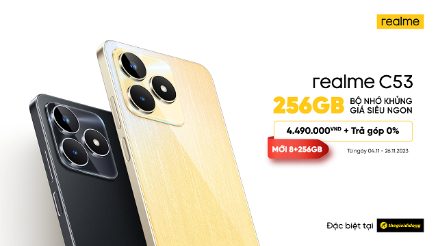 Chính thức mở bán realme C53 - smartphone duy nhất dưới 5 triệu có bộ nhớ 8+256GB
