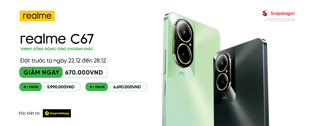 Tân binh realme C67 với camera 108MP zoom 3X đầu tiên trong phân khúc 6 triệu ra mắt